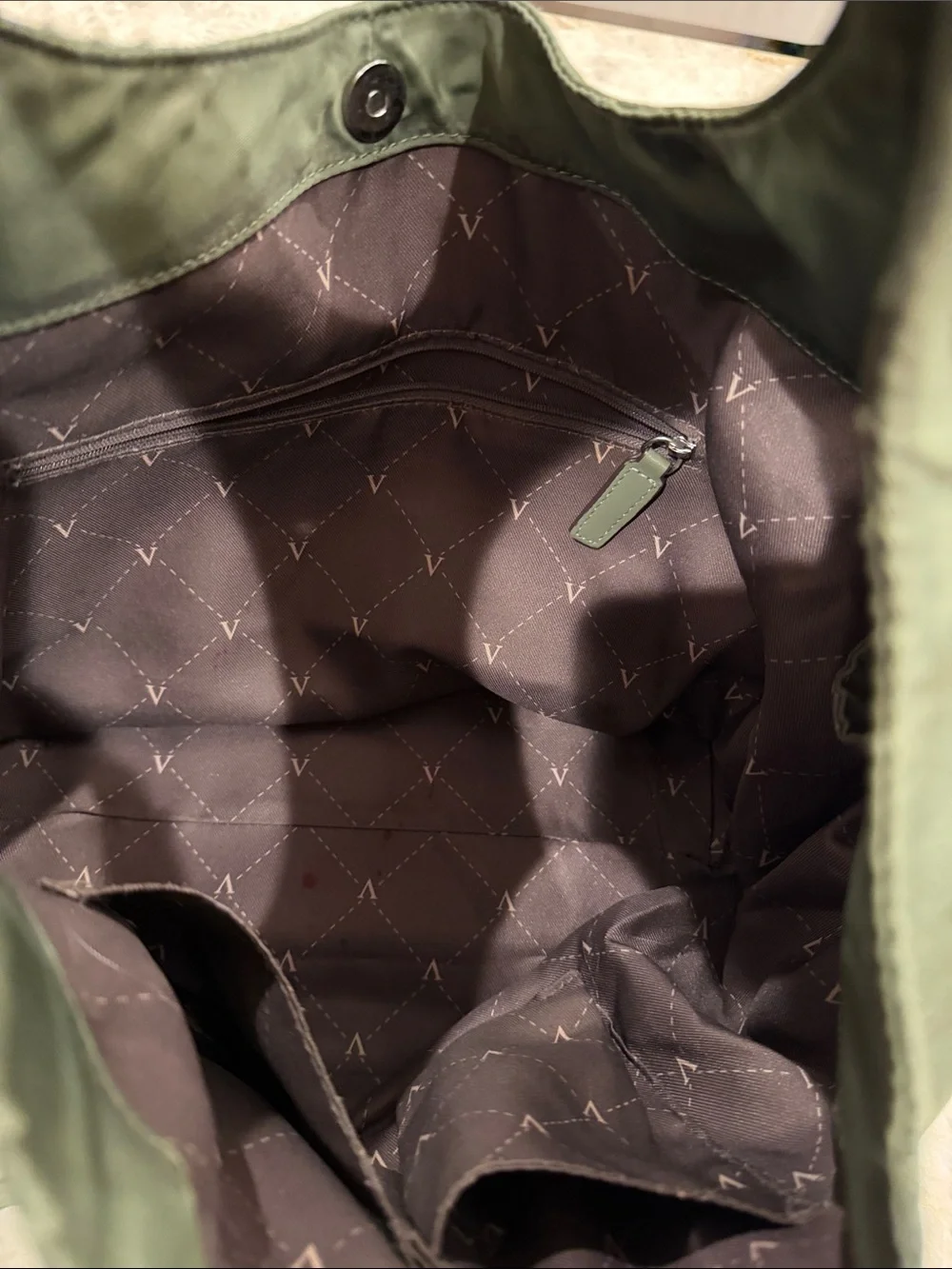 Vince Camuto Olive Green Nylon Hobo Bag